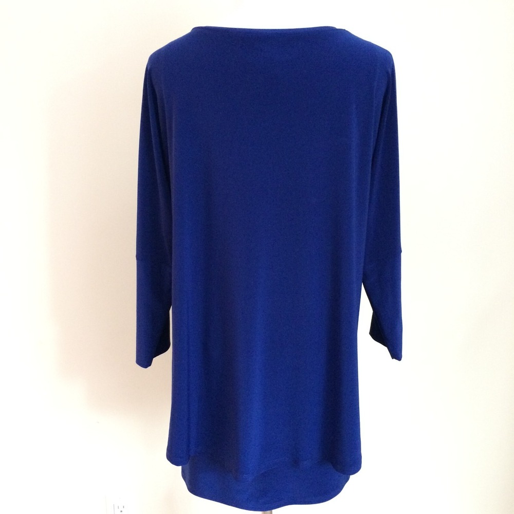 Frank Lyman Design Top Womens 8 Tunic Shirt Layered 3/4 Sleeve Blue Stretch - Picture 3 of 11